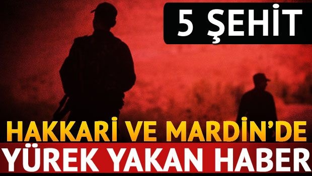 Hakkari ve Mardin’den Kahreden Haber: 5  Şehit