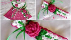 Kız Çocuklarımız için örgü elbise patik ve bandana yapımı aşamaları