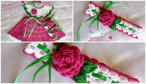 Kız Çocuklarımız için örgü elbise patik ve bandana yapımı aşamaları