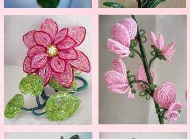 Boncuktan yapılmış aksesuar çiçek modelleri