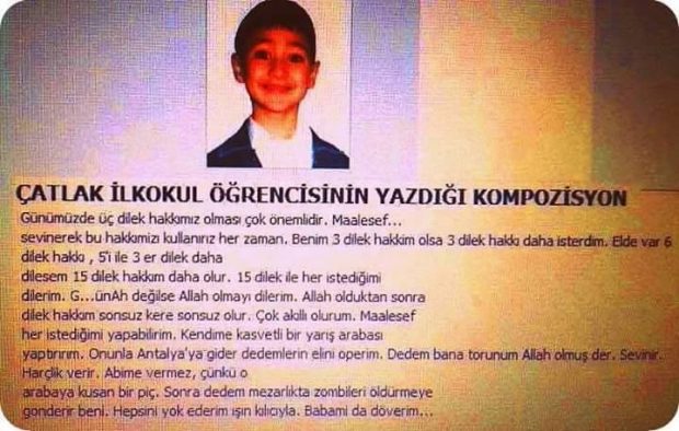 Çatlak İlkokul Öğrencisinin Yazdığı Kompozisyon