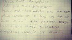 Bir öğrenci velisinden, çok ödev veren öğretmene not