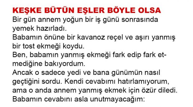 KEŞKE BÜTÜN EŞLER BÖYLE OLSA