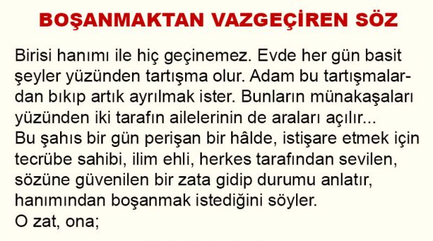BOŞANMAKTAN VAZGEÇİREN SÖZ