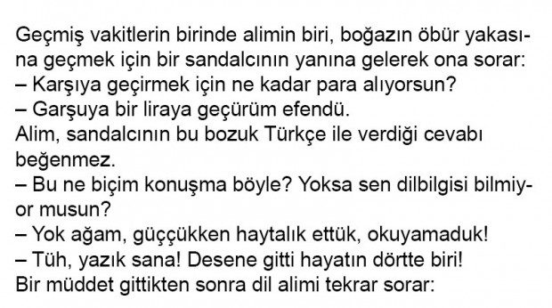 Yüzme Bilmeyen Kendini Beğenmiş Alimin Sonu