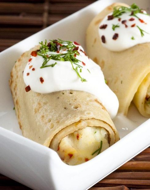 Patatesli Peynirli Krep Ruloları