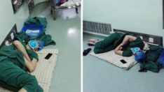 28 Saatlik İki Operasyonun Ardından Yere Yığılan Doktorun Fotoğrafı Viral Oldu