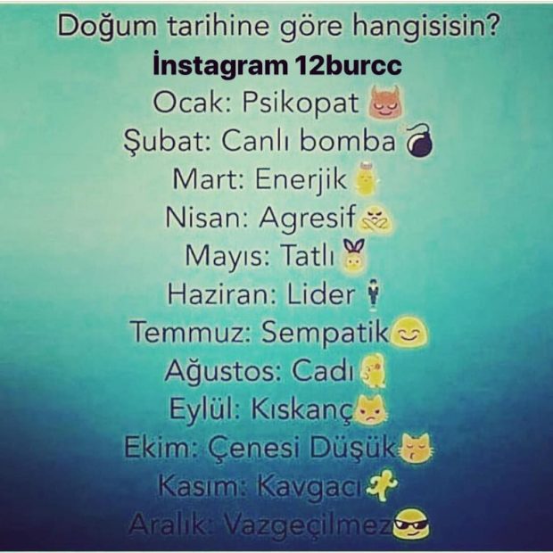 Doğum tarihine göre hangisisin?