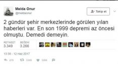 Melda Onur’un depremden 2 saat önce attığı tweet sosyal medyayı salladı