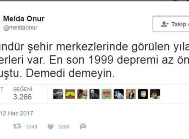 Melda Onur’un depremden 2 saat önce attığı tweet sosyal medyayı salladı