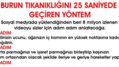 Burun tıkanıklığını 25 saniyede geçiren yöntem