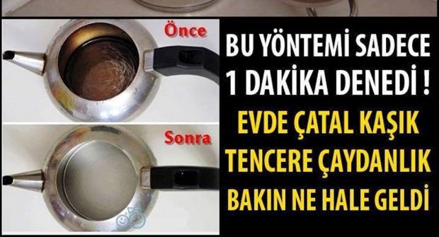 ŞAŞIRTAN ÇAYDANLIK TEMİZLEME YÖNTEMİ… SADECE 1 DAKİKADA BU HALE GELDİ