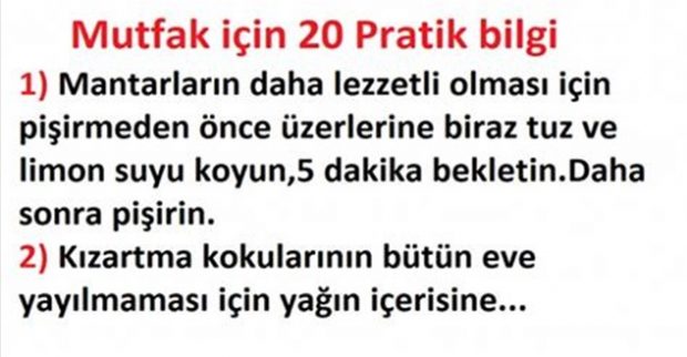 Mutfak için 19 Müthiş Pratik Bilgi